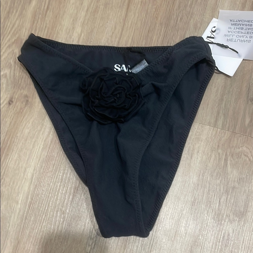 Black Minimalist Bikini Bottom Swim